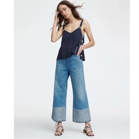 Rag & Bone Tops | Rag And Bone Tia Navy Tank Summer White Buttons - Size S - Picture 2 of 10